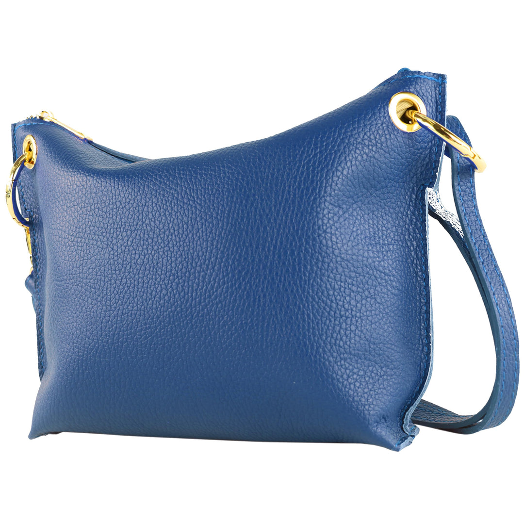 modamoda de T243 Damen Leder Umhängetasche Schultertasche handmade in Italy Signalblau, Signalblau