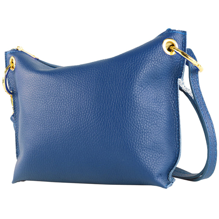 modamoda de T243 Damen Leder Umhängetasche Schultertasche handmade in Italy Signalblau, Signalblau