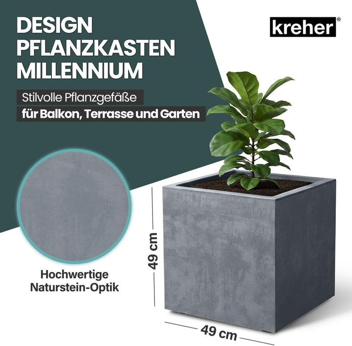 Kreher XL Pflanzkasten Millennium in verschiedenen Formaten und Farben. Tolle Naturstein Optik in Br