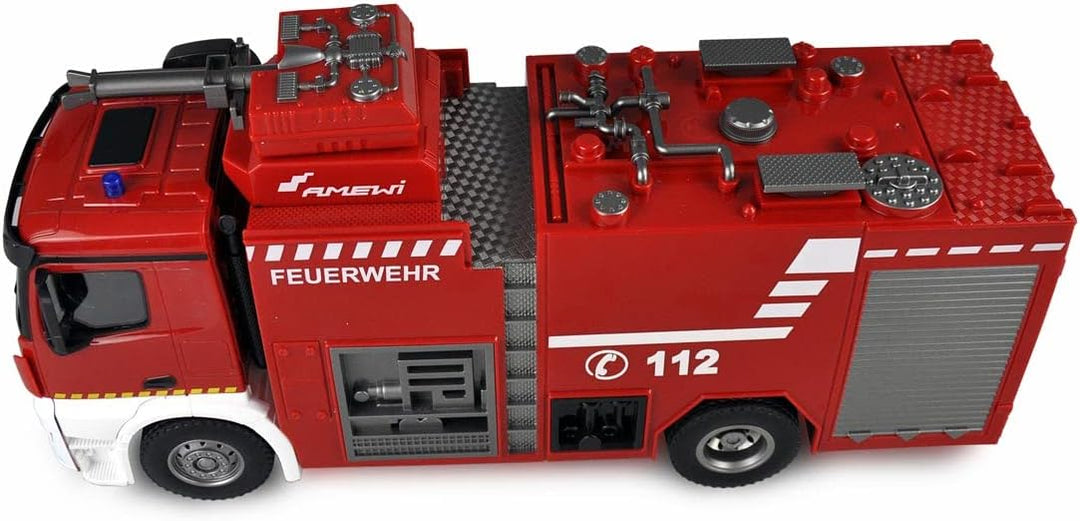 Amewi 22503 Mercedes Benz Feuerwehr-Loeschfahrzeug - Lizenzfahrzeug 1:18 RC Modell-LKW 100% RtR inkl