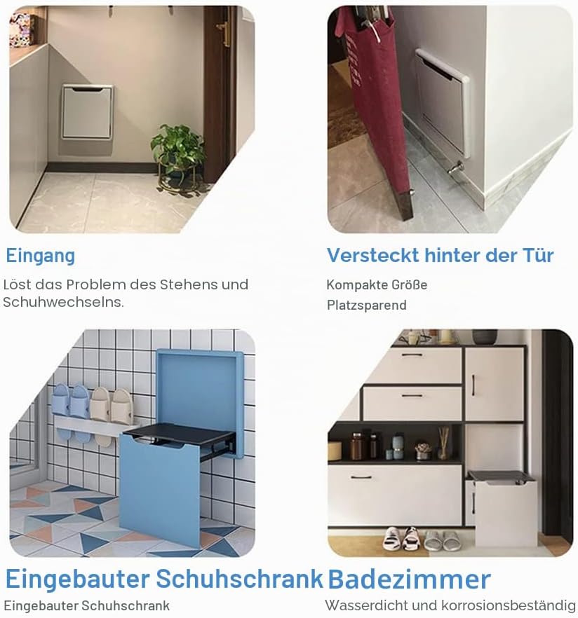 Hoconnie Wandklappstuhl Wandmontierter Klappstuhl zur Wandmontage Unsichtbarer Wandstuhl Platzsparen