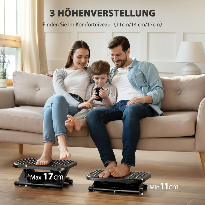 HUAUO Fussstützen, Fussstütze Schreibtisch 3 höhenverstellbar und winkelverstellbar, rutschfeste Fus