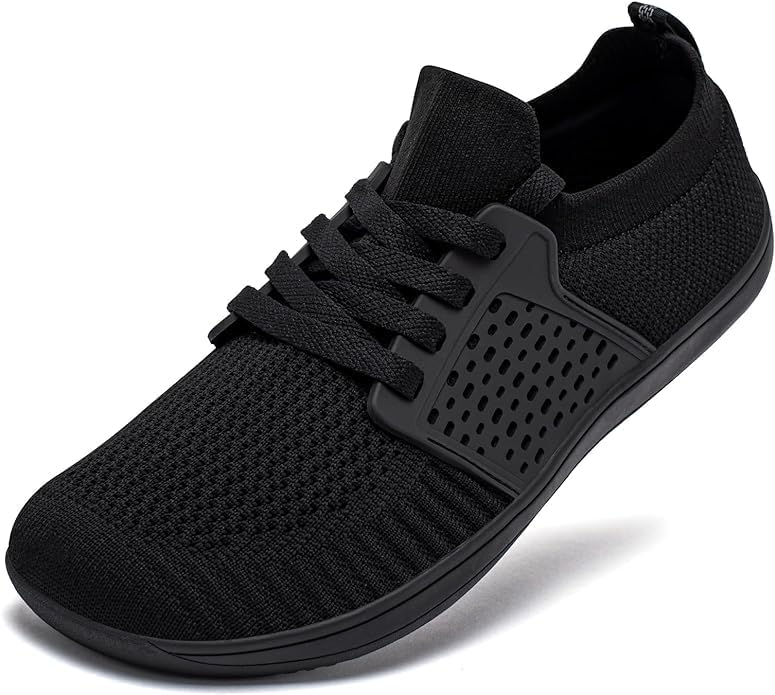 Unisex Knit Barefoot Shoes, Wide Toe Shoes, Minimalist Barefoot Trainers 44 EU Weit Schwarz, 44 EU W