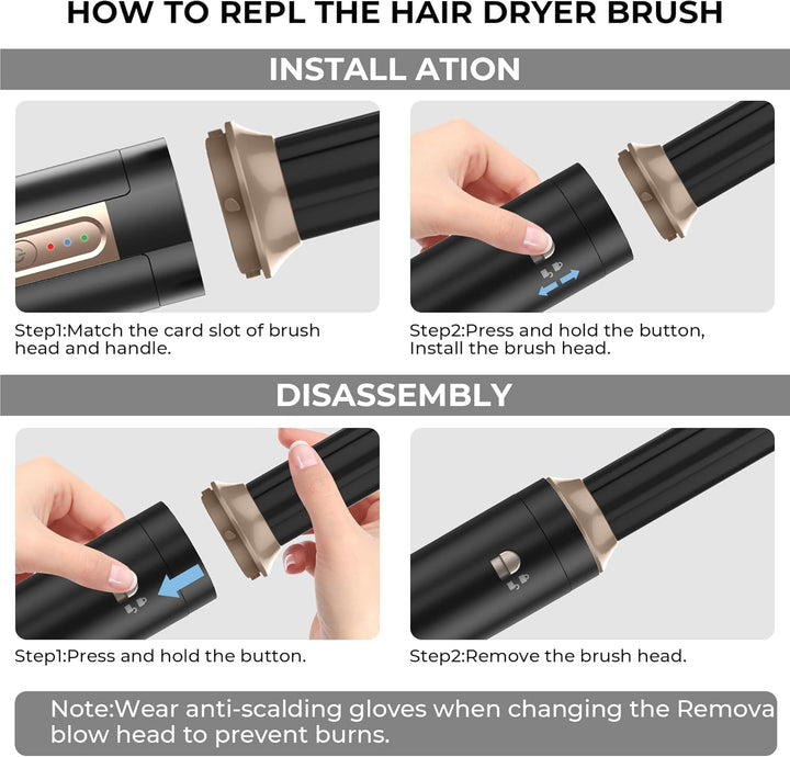 Neue Airstyler, Pro 6 in 1 Hairstyler Föhnbürste Set, 1400W Ionen Haartrockner mit 110000 U/MIN, Föh