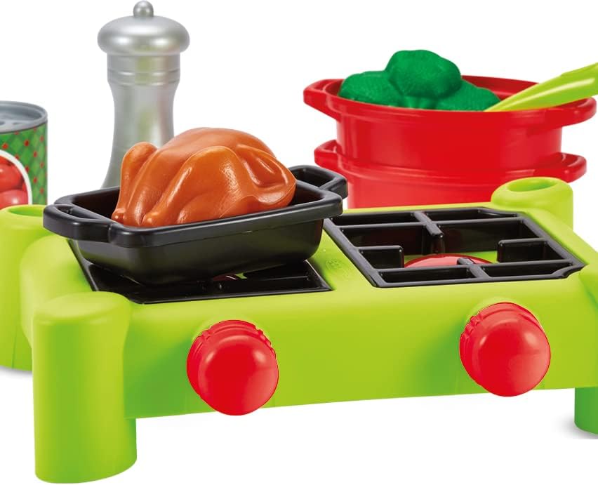 Ecoiffier - Campingkocher für Kinder - platzsparende Spielküche mit viel Zubehör, 21 Teile, Grill, T