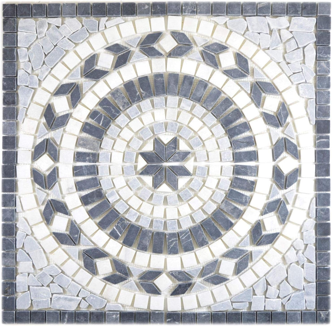 Naturstein Mosaik Einleger Fliese Gross Travertin anthrazit schwarz weiss für WANDDEKO BAD WC KÜCHEN