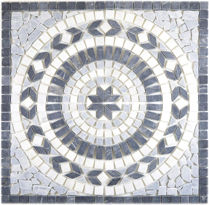 Naturstein Mosaik Einleger Fliese Gross Travertin anthrazit schwarz weiss für WANDDEKO BAD WC KÜCHEN