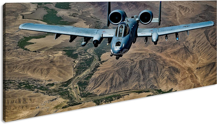 Atemberaubendes Militär Flugzeug Panorama 120x60 cm als Leinwandbild, Motiv fertig gerahmt auf Echth