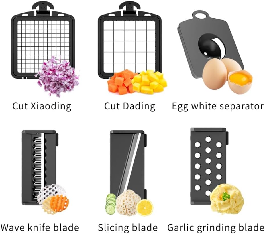 YKNIUFLY 15-in-1 Gemüseschneider Zwiebelschneider, Mandoline Gemüsehobel, Würfel- &amp; Julienne-Schneid