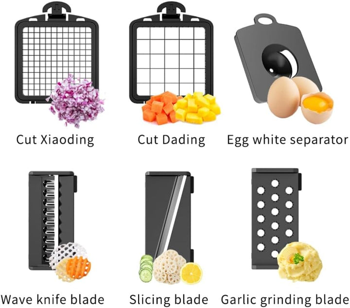 YKNIUFLY 15-in-1 Gemüseschneider Zwiebelschneider, Mandoline Gemüsehobel, Würfel- &amp; Julienne-Schneid