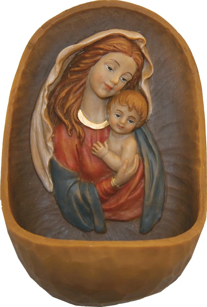 FADEDA Weihwasserkessel 'Maria mit Kind' / Höhe:13 cm/handbemalt/detailgetreue Krippen Figuren - Wei