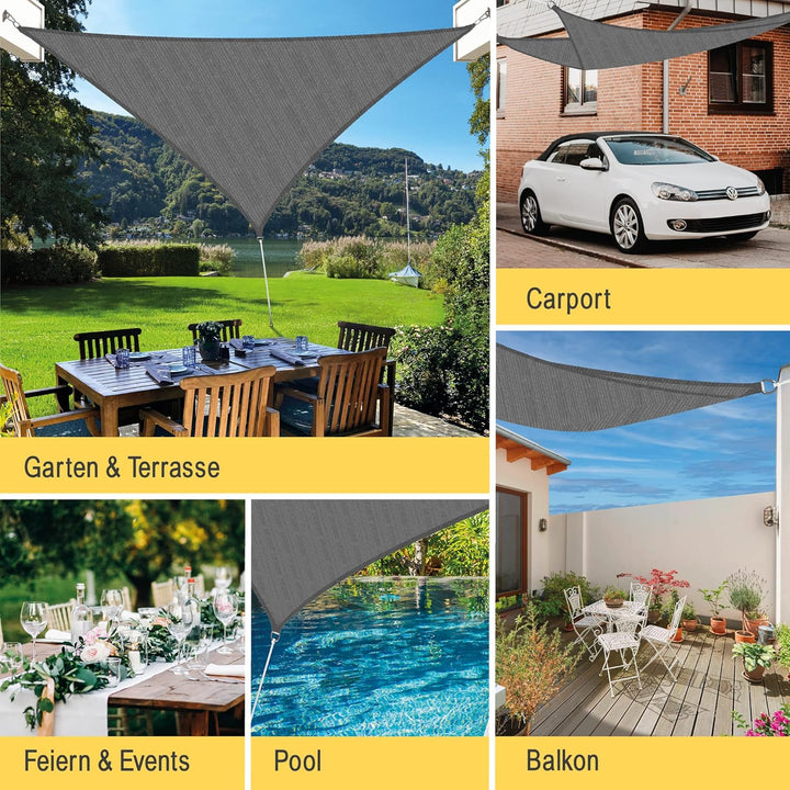 Sol Royal Sonnensegel dreieckig wasserdurchlässig HDPE UV Sonnenschutz Pool | 6x6x6m Anthrazit Segel