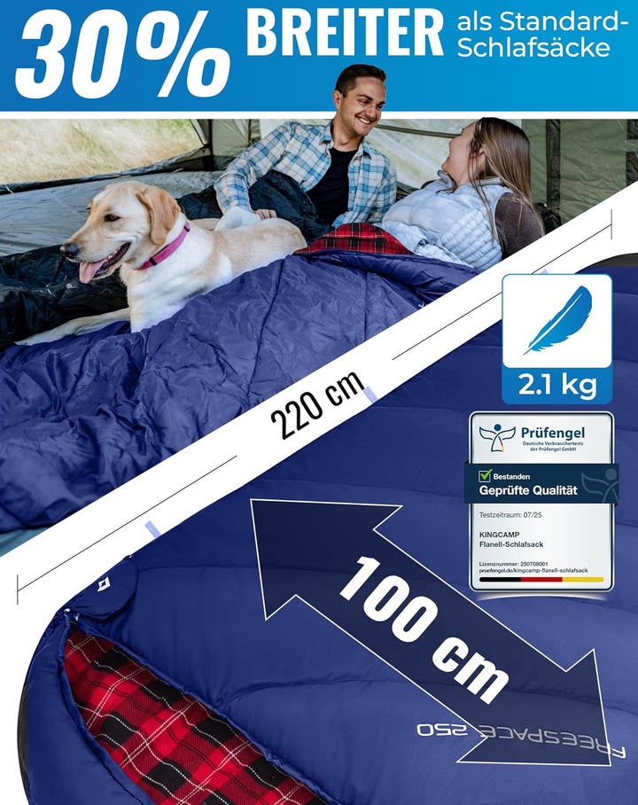 KingCamp XXL Schlafsack Campingschlafsack 3 Jahreszeiten Übergrösse für Erwachsene Outdoor Rucksackr
