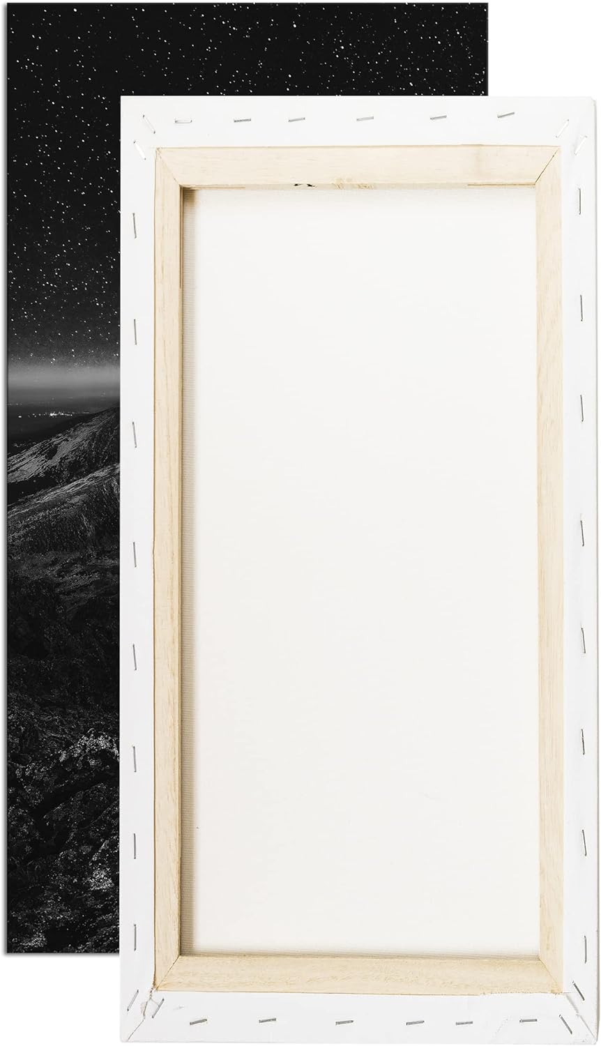 scheinende Nacht über den Bergen Panorama 80x40 cm Effekt: Schwarz/Weiss als Leinwandbild, Motiv fer