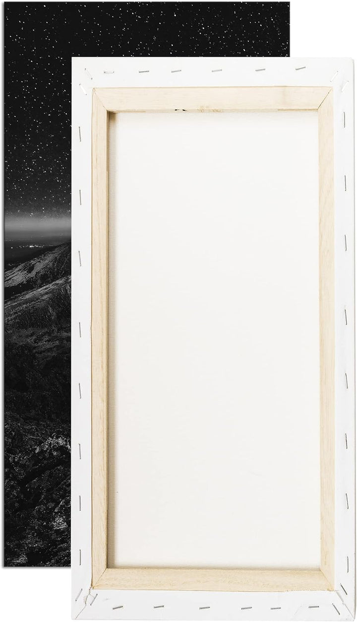 scheinende Nacht über den Bergen Panorama 80x40 cm Effekt: Schwarz/Weiss als Leinwandbild, Motiv fer