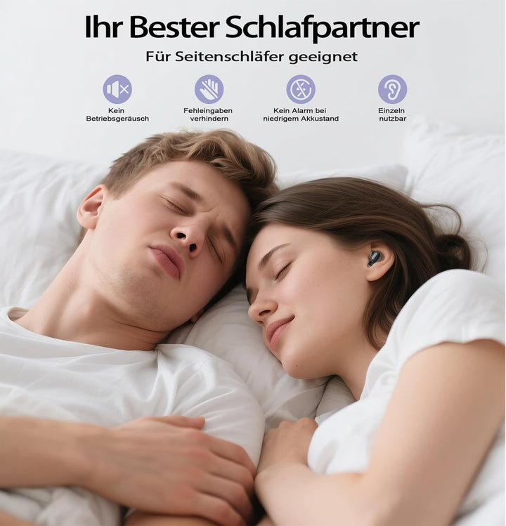 Bluetooth Kopfhörer, Schlafkopfhörer, In-Ear Kopfhörer Kabellos Bluetooth 5.4, Hi-Fi Sound mit ANC+E