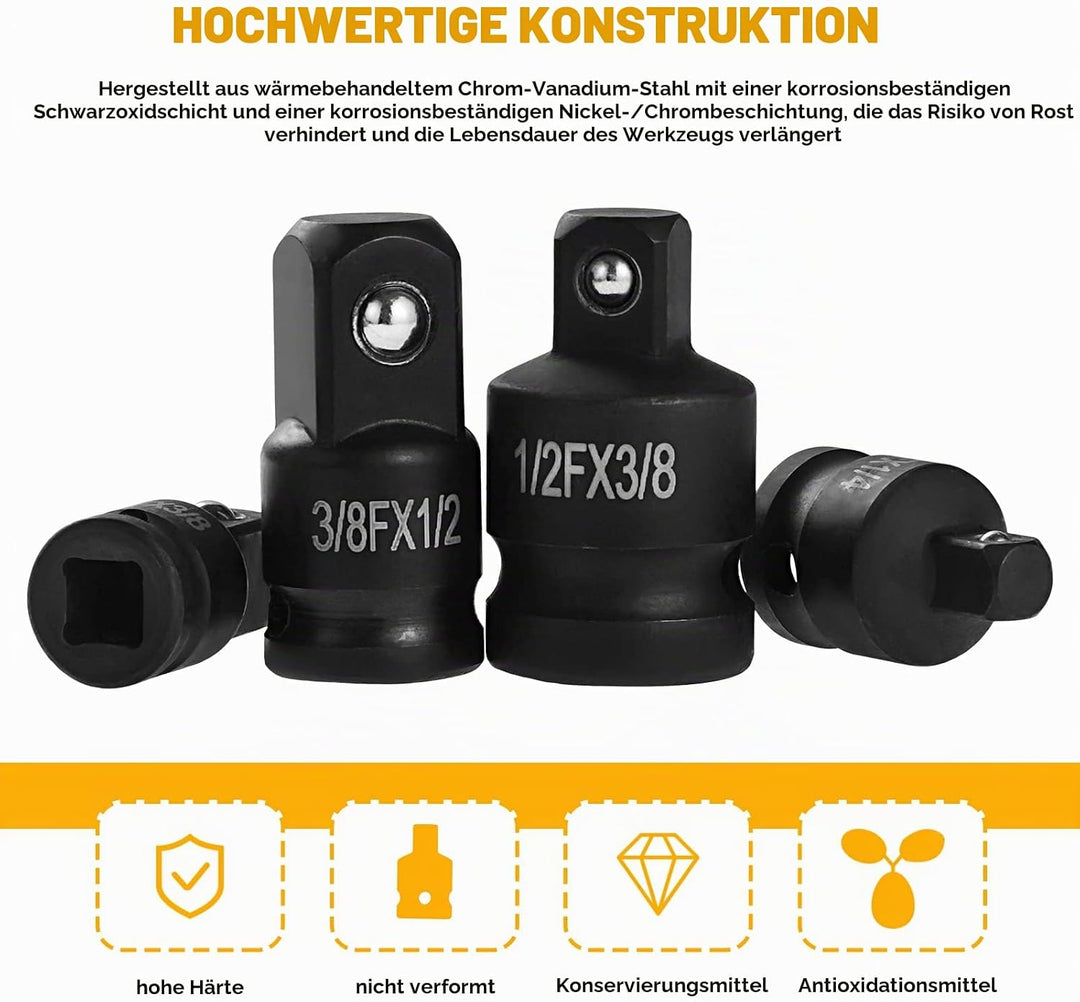 6 Stück Kraft Adapter Satz Schlagschrauber Adapter, Schlagschrauber Adapter,Steckschlüssel Konverter