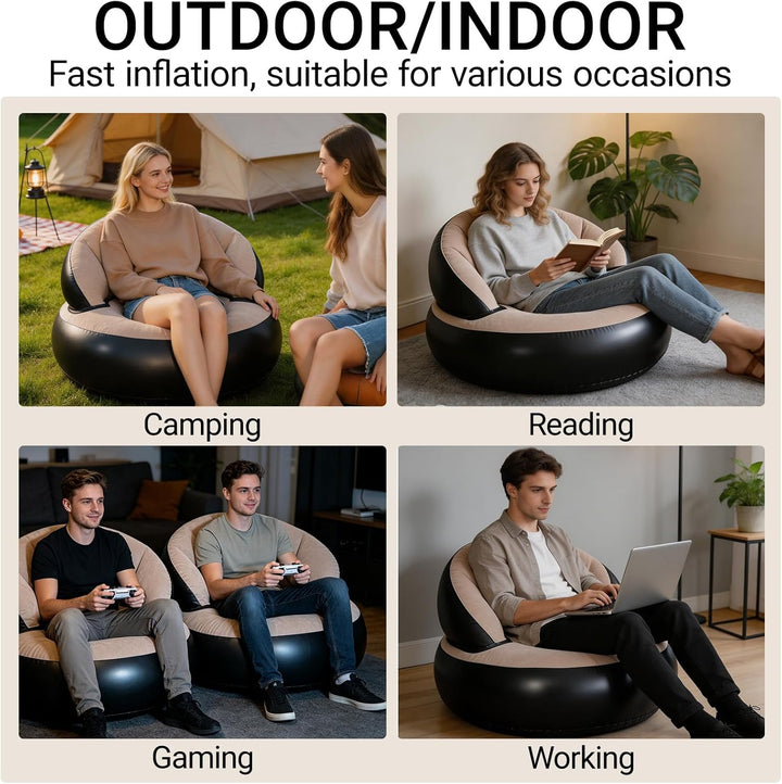 Aufblasbares Sofa, Beflocktes Luftsofa, Tragbarer Aufblasbarer Stuhl, Sofa und Couch mit Beflockter