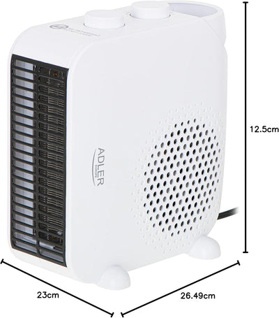 Adler AD 7725w Thermoventilator, 2000 W, Heizgerät mit Thermostat, Heizlüfter mit zwei Leistungsstuf