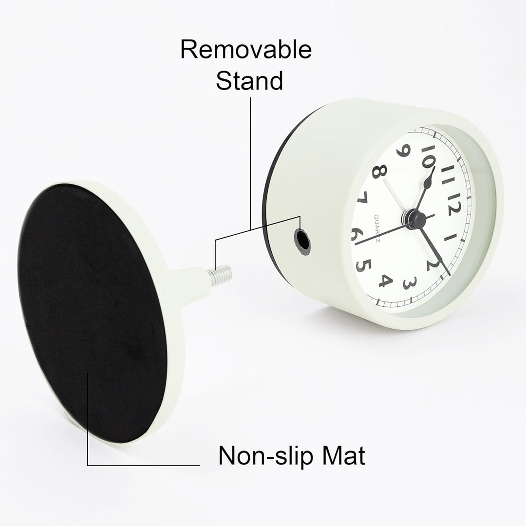 Lafocuse Metall Wecker Weiss Retro Klassisch, Wecker Lautlos Ohne Ticken mit Nachtlicht und Schlumme
