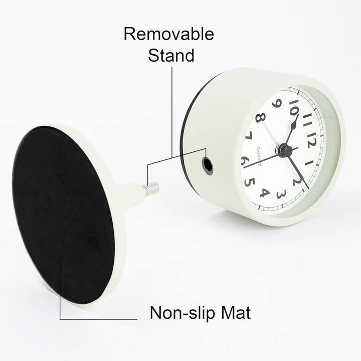 Lafocuse Metall Wecker Weiss Retro Klassisch, Wecker Lautlos Ohne Ticken mit Nachtlicht und Schlumme