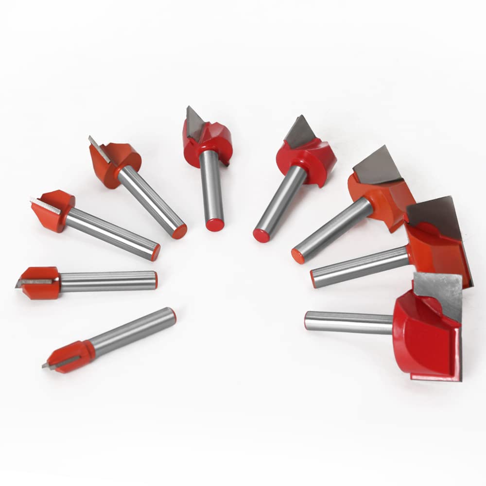 ASNOMY 8mm Schaft Bodenreinigung Fräser Set, 9 Stück Fräser Schaftfräser Schlitzfräser Set, zweischn
