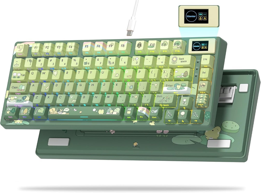 SK80 Mechanische Tastatur 75%, Gaming Tastatur kompakte USB C, Hot-Swap-Tastatur Kanagawa Thema, Dic