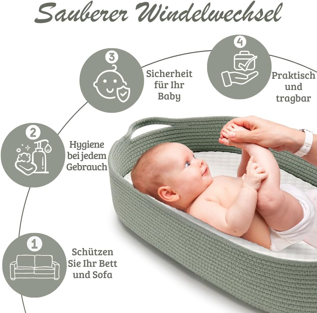 SEBRAM wickelkorb baby - moseskorb, wickelauflage malm kommode, wickelaufsatz hemnes, wickelunterlag