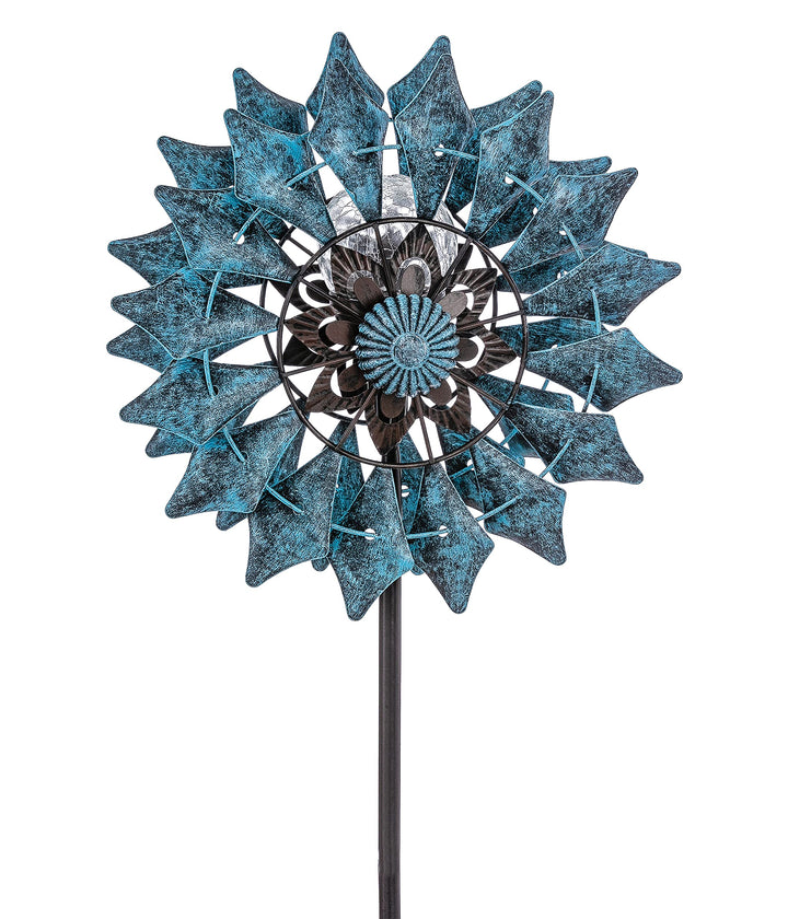 Dehner Riesen-Windrad Mola mit Solarlicht, warmweiss, 122 x 32 x 32 cm, IP44, Metall/Kunststoff/Glas