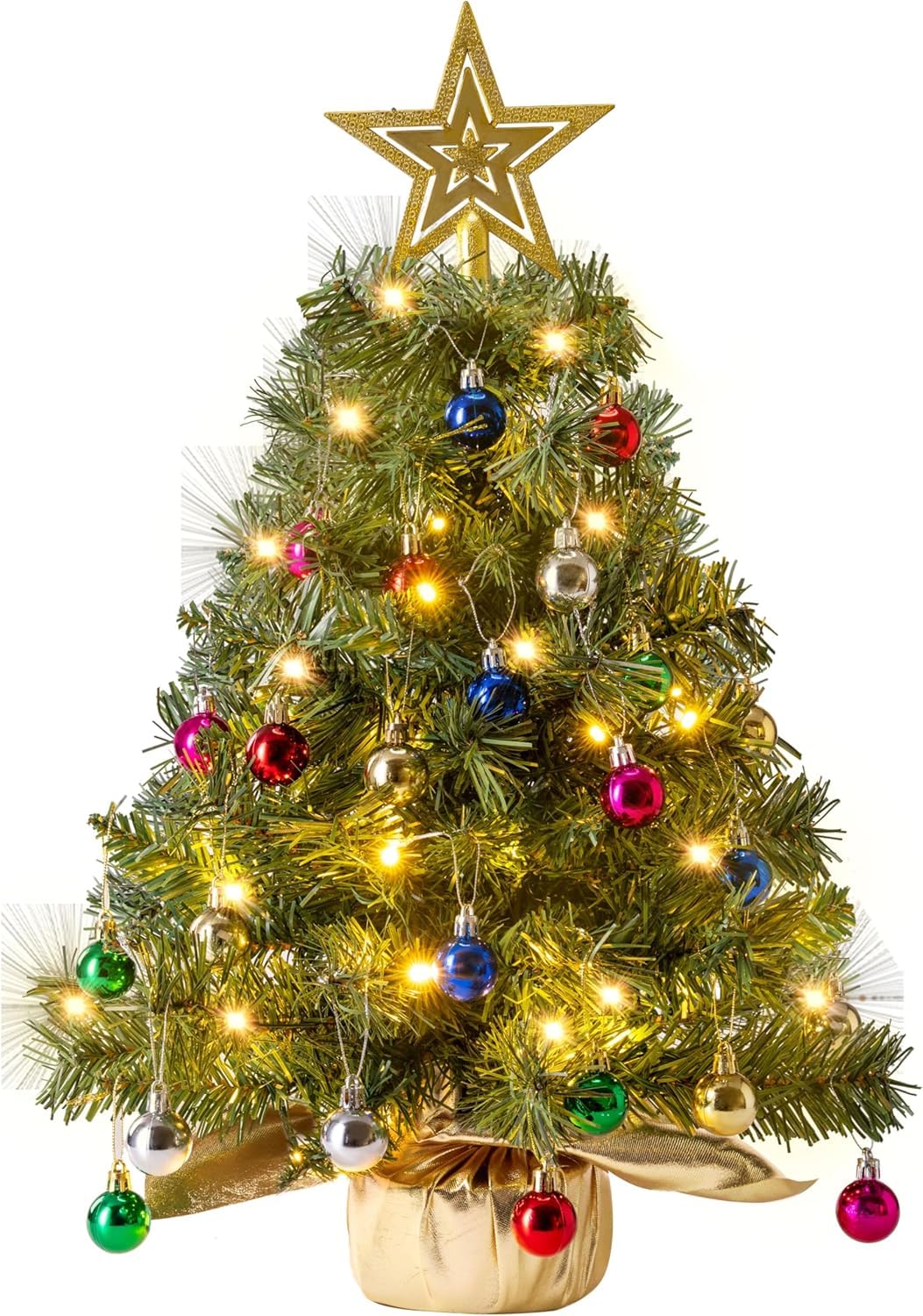 Mini Weihnachtsbaum klein-Künstlich mit 50 DIY Weihnachtsdekoration,60cm Kleiner Weihnachtsbaum Tisc