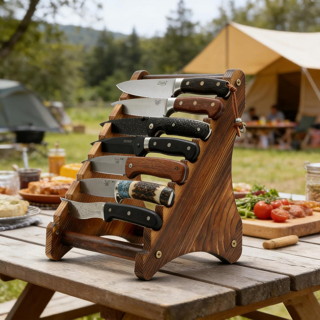8-stufiger Holz-Messeraufsteller, Stabiler Lagerhalter Für Taschenmesser Sammler, Dekorativer Messer