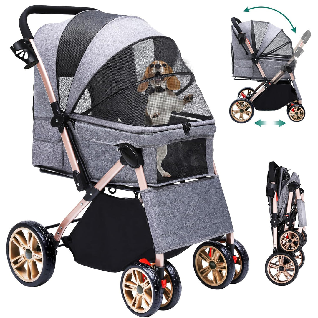 YITAHOME Hundebuggy Hundewagen klappbar für Hunde & Katzen, Haustierbuggy bis 22 kg mit umkehrbarem