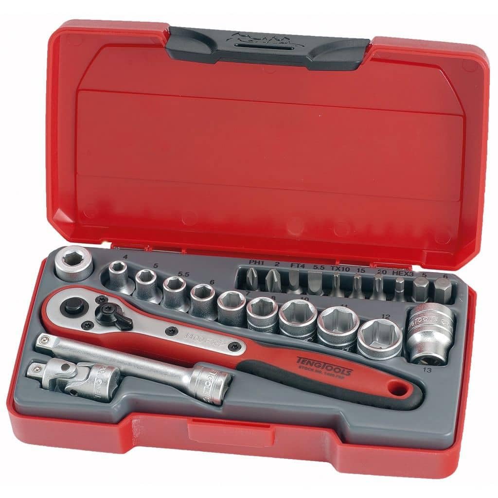 TENG T1424 Socket Set Metric 24 Piece 1/4in Drive Metrisches Lauf, Metrisches Lauf