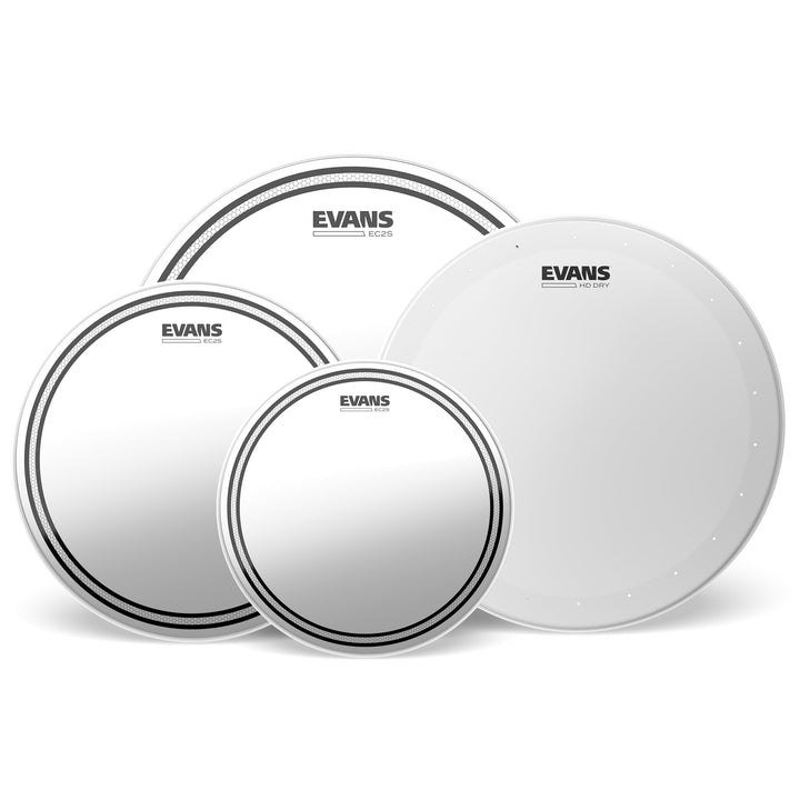 Evans EC2S Clear Rock Pack 25,4 cm, 30,5 cm, 40,6 cm, 35,6 cm HD Dry Snare Teig, Transparent