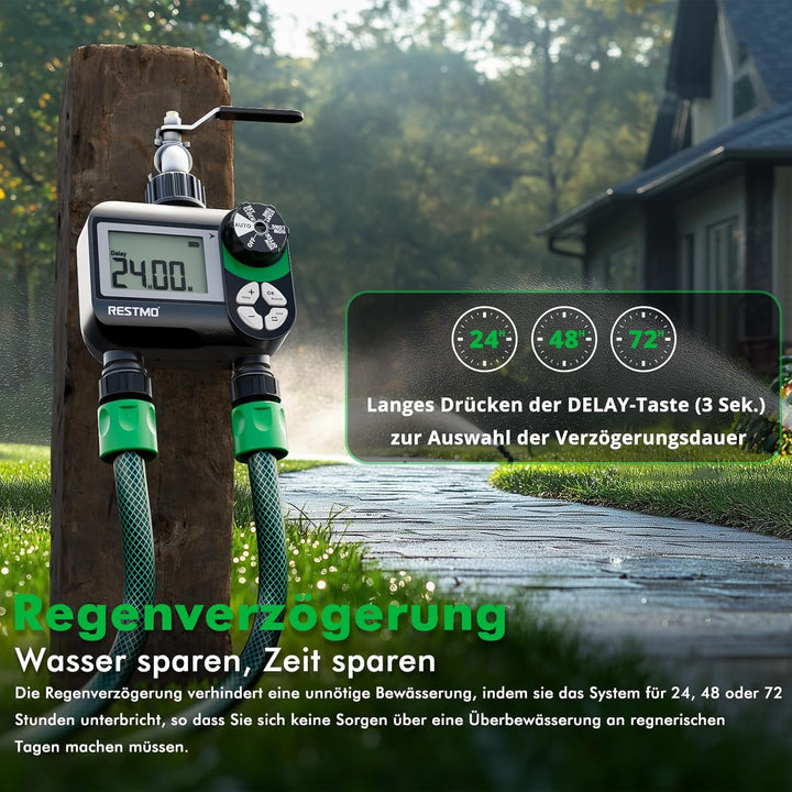 RESTMO Wasserzeitschaltuhr, programmierbare Bewässerungscomputer, funktioniert für Gartenschlauch, 3