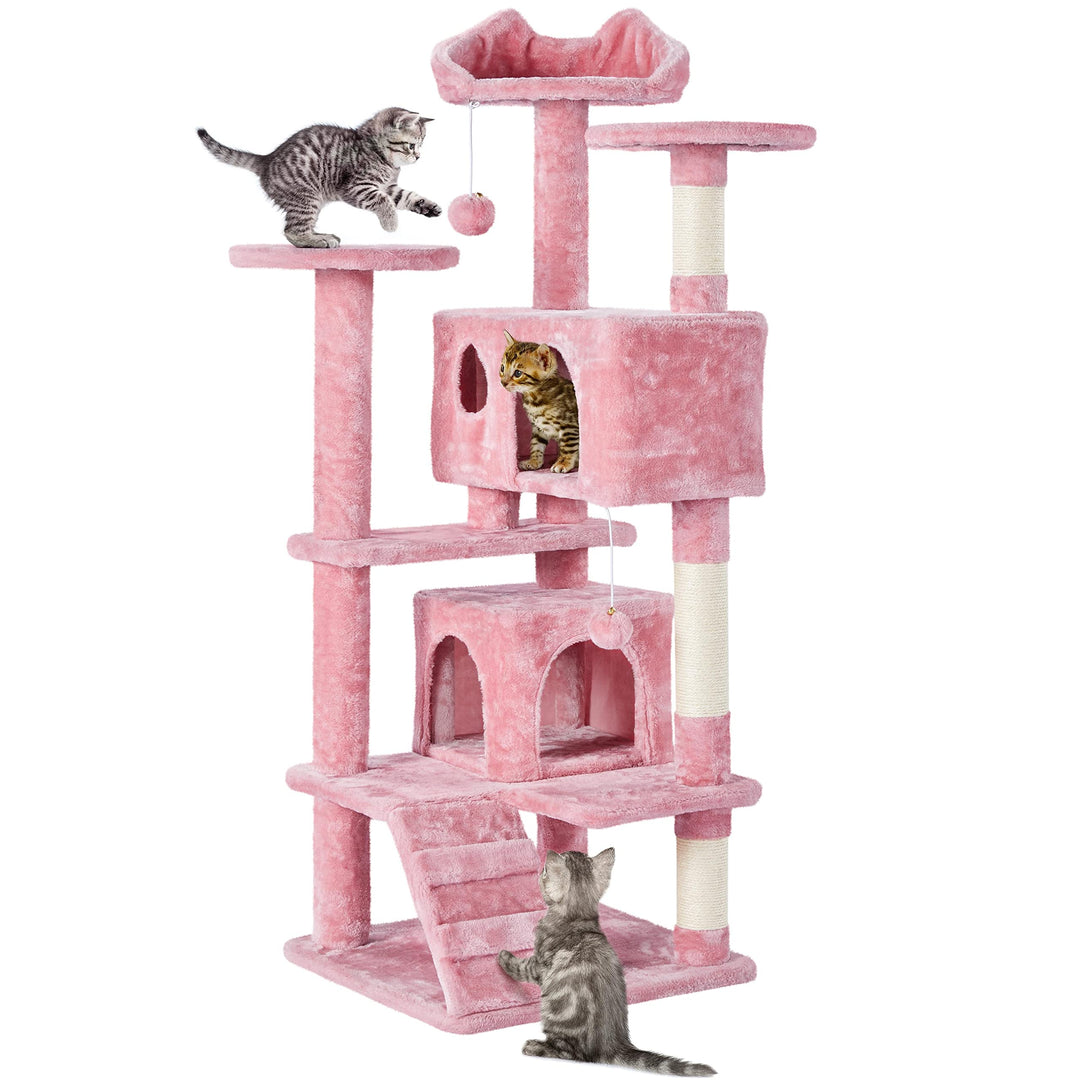 Yaheetech Kratzbaum Kletterbaum 139 cm hoch Katzenkratzbaum, Stabiler Katzenbaum mit 3 Plattformen,