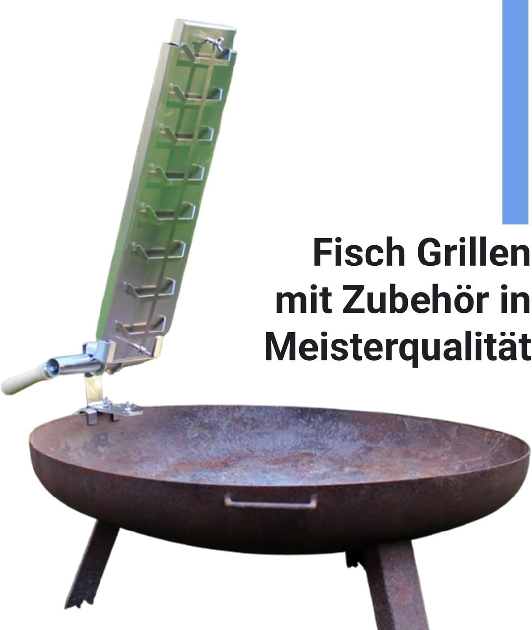 Flammlachsbrett Edelstahl Flameboard 600x180 mm für Jede Feuerschale, stufenloser Garwinkel, Bedienu