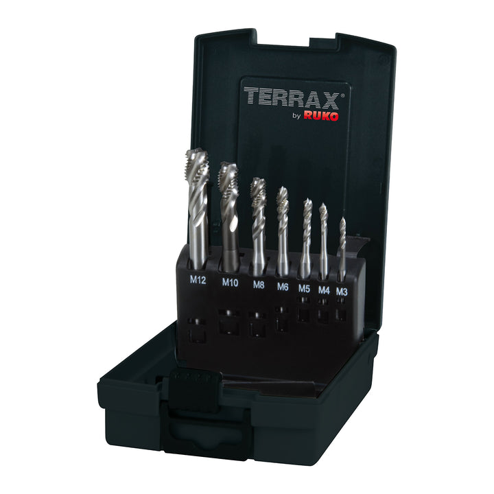 TERRAX by RUKO Maschinengewindebohrer-Satz M DIN 371/376 Form C / 35° RSP HSSE-Co 5 in Kunststoffkas