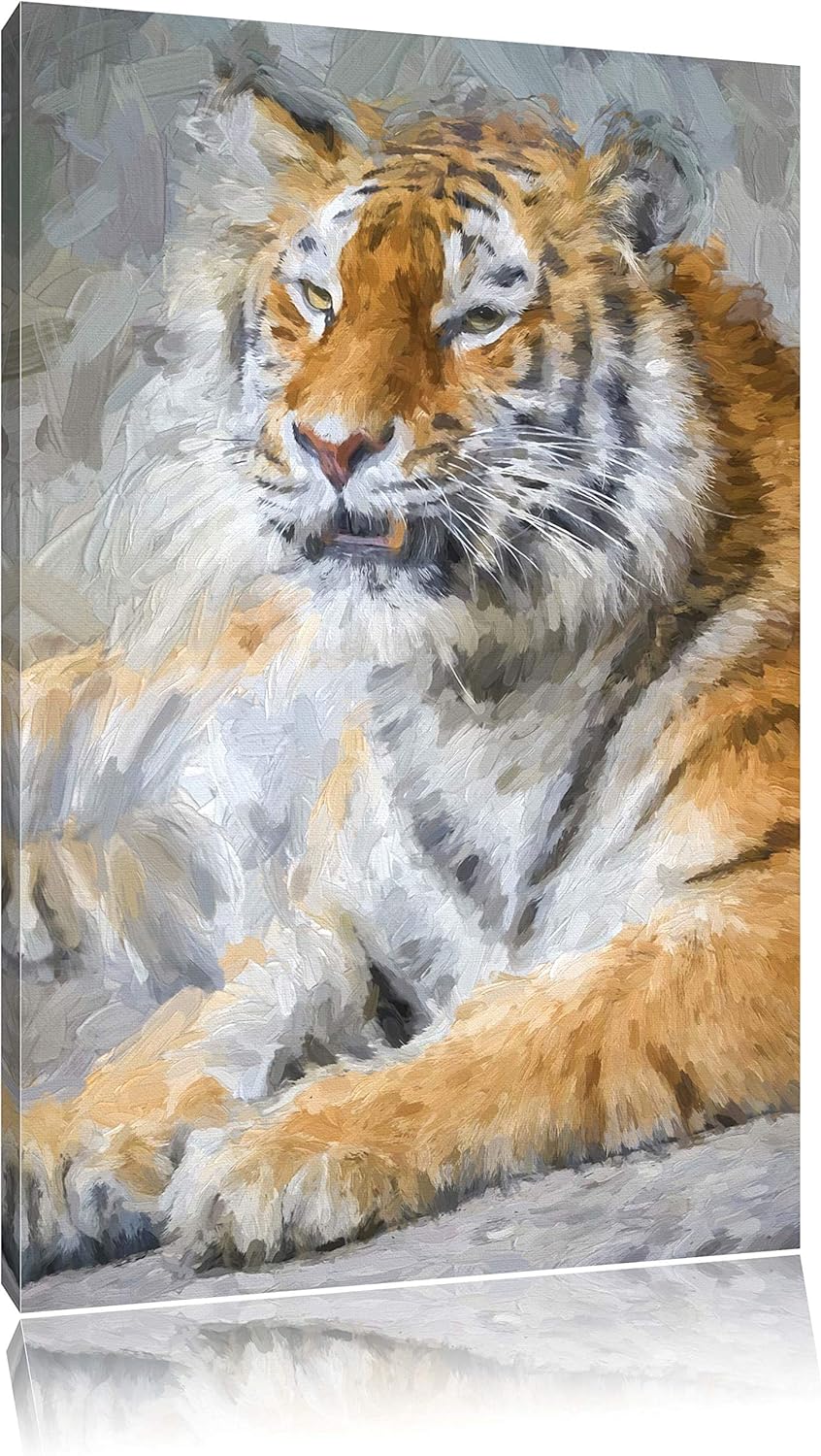 stolzer Tiger Deluxe Format: 100x70 cm auf Leinwand, XXL riesige Bilder fertig gerahmt mit Keilrahme