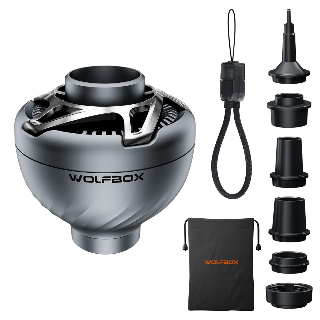 WOLFBOX MFmini Elektrische Luftpumpe, Mini USB Luftpumpe für Luftmatratze ohne Akku 32g Ultraleicht,