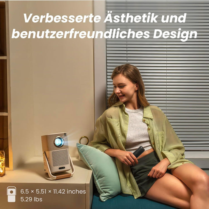 Yaber T2 Beamer mit JBL Sound & Integriertem Akku, Portable Projektor 1080P Native Full HD, 290 ISO