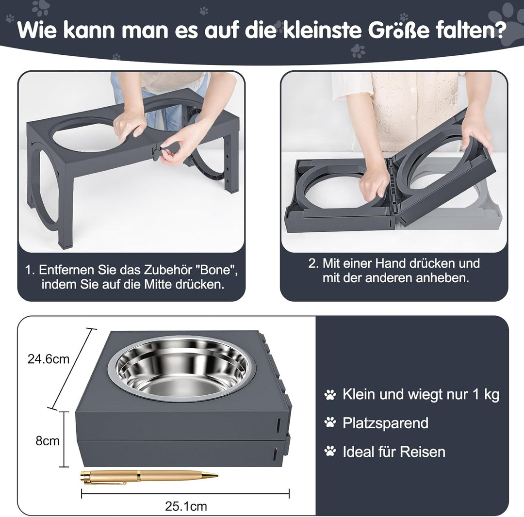 X XBEN Erhöhter Hundenapf, 5 Höhenverstellbar Futternapf für Kleine Mittlere Grosse Hunde, Futtersta