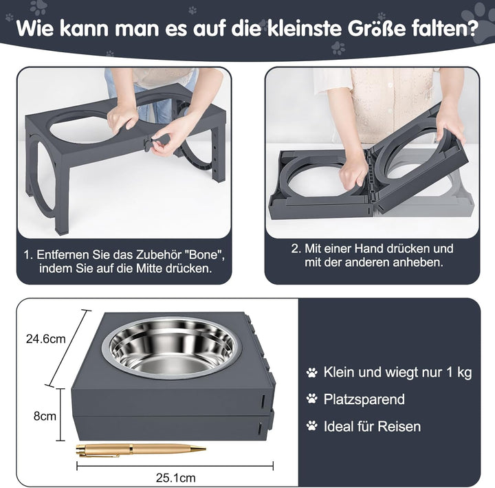 X XBEN Erhöhter Hundenapf, 5 Höhenverstellbar Futternapf für Kleine Mittlere Grosse Hunde, Futtersta
