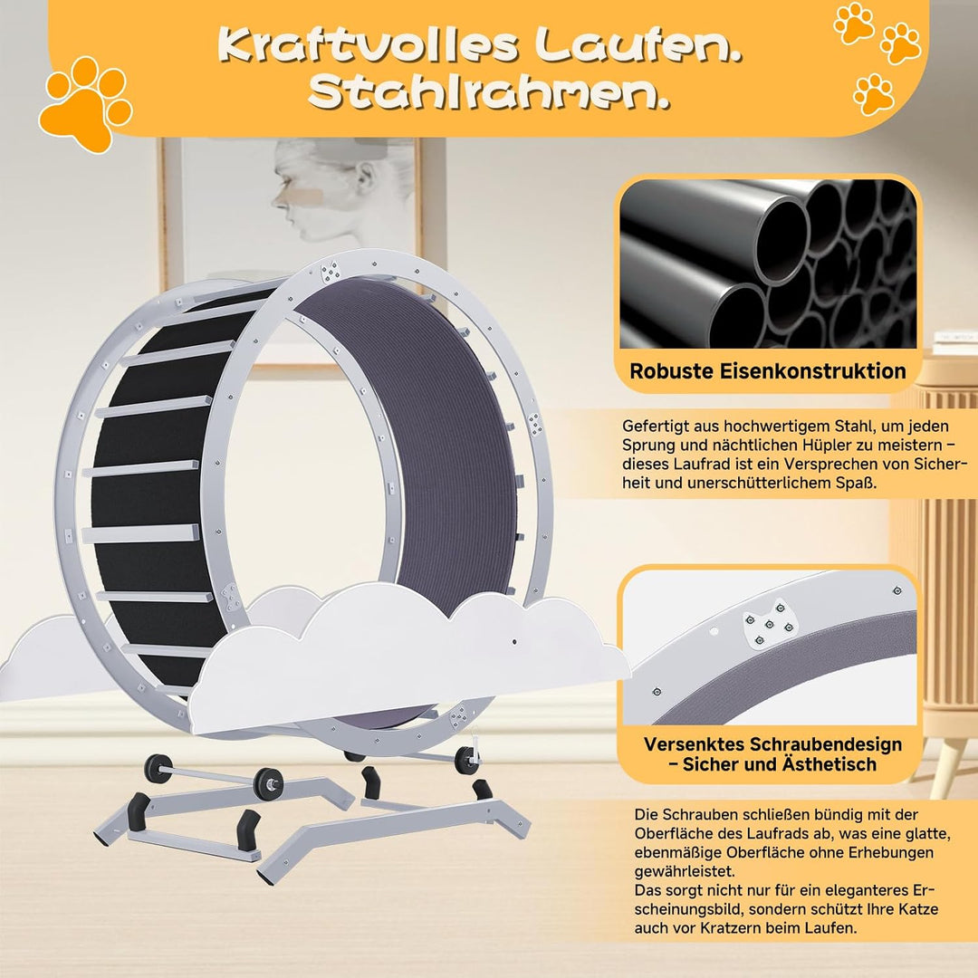GTPLAYER Katzenlaufrad, laufrad Katze, Extra grosser 100 cm, ultraleises Laufrad mit Abnehmbarer Tep