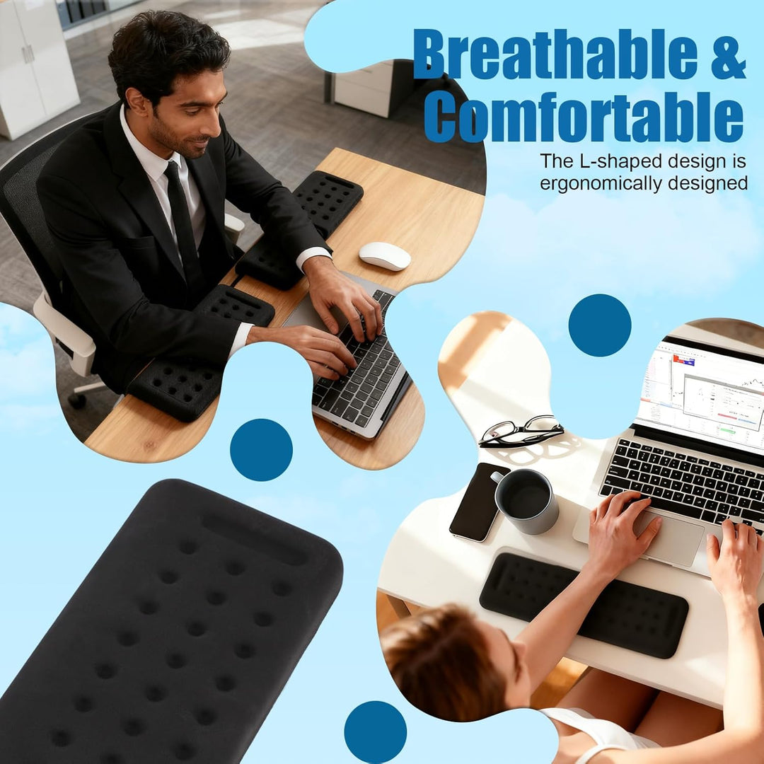 2 Stück L-förmige Ergonomische Handballenauflage Tastatur aus Memory Foam – Tastaturstütze & Ellenbo