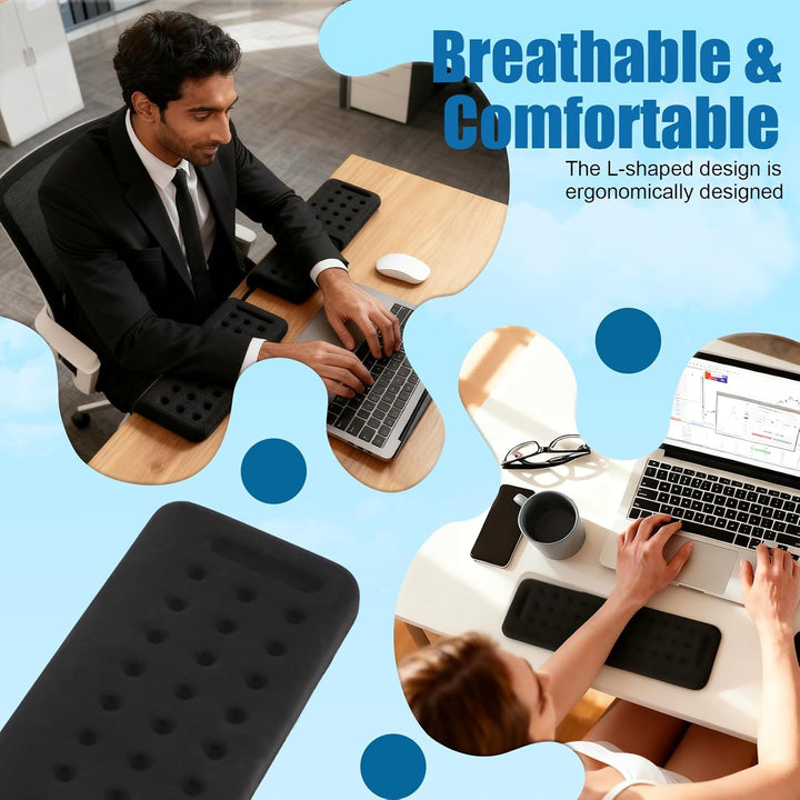 2 Stück L-förmige Ergonomische Handballenauflage Tastatur aus Memory Foam – Tastaturstütze & Ellenbo