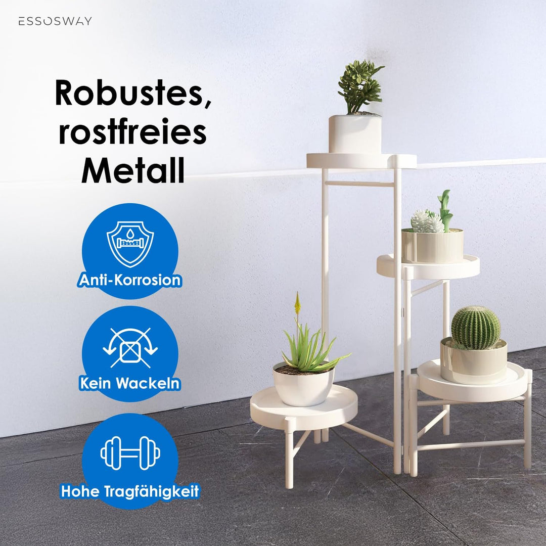 Blumenständer Pflanzenständer - Indoor - Pflanzenregal Blumentreppe Blumenregal Metall - 4 Etagen -