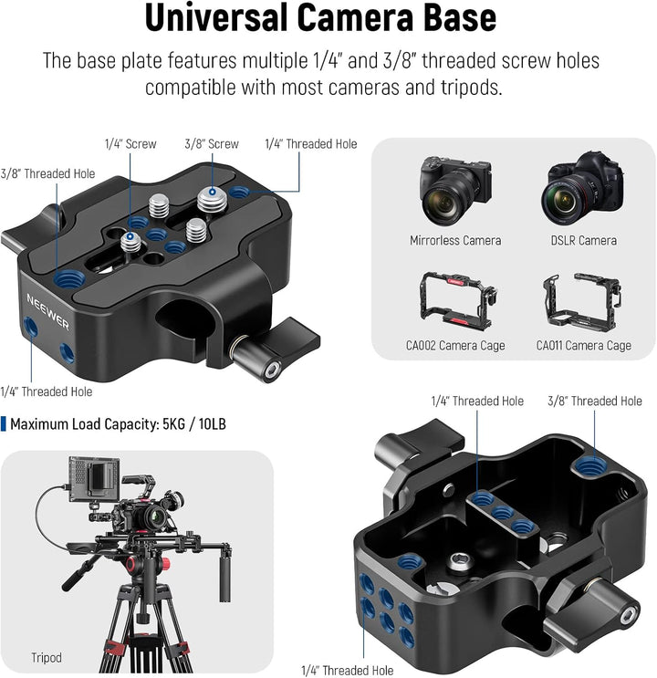 NEEWER Universal Shoulder Rig Set, 16"/40cm Erweitertes 15mm Stange Unterstützung System Kamerastabi