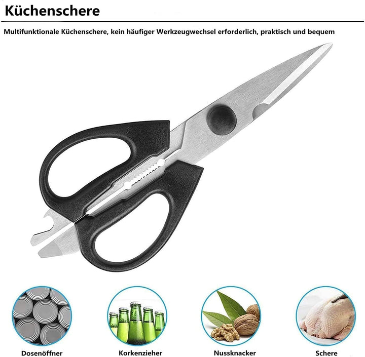 HOBO Messerset, Messerblockset 15 Stück, Küchenmesserset mit Santokumesser Kochmesser Brotmesser Sch