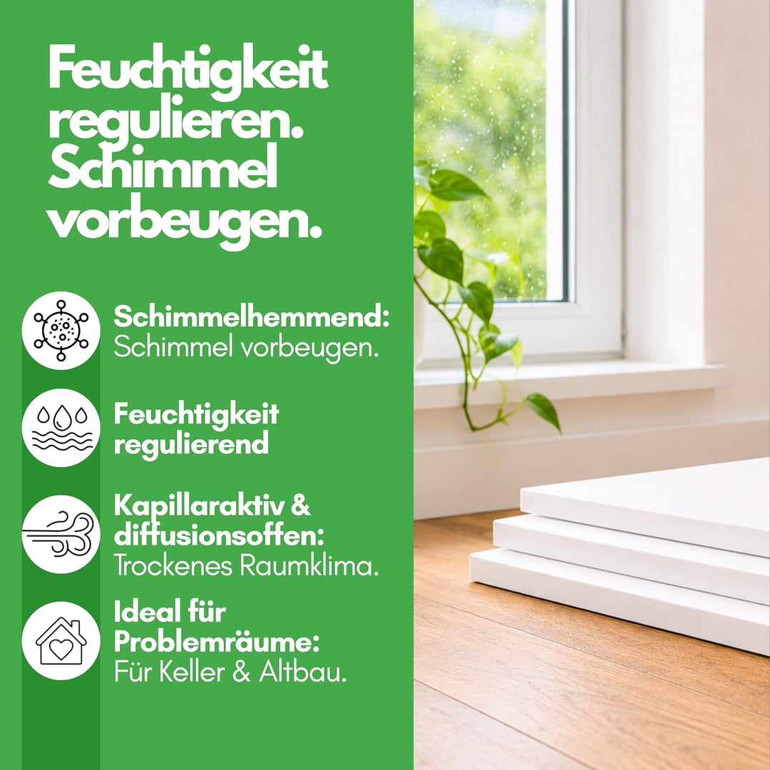 Klimaplatte 25mm Calciumsilikat Dämmplatte für innen | Kalziumsilikatplatten gegen Schimmel &amp; Feucht